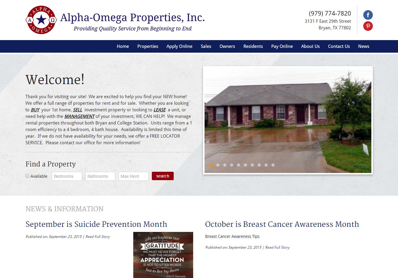 Alpha Omega Properties Website Example