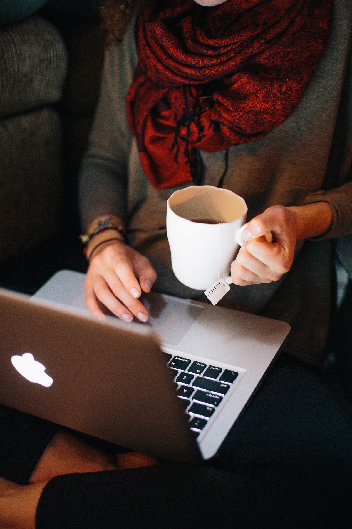 Fall Computer User with Tea