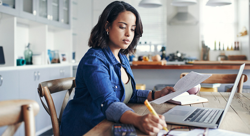 Woman using letter templates to streamline her communication process