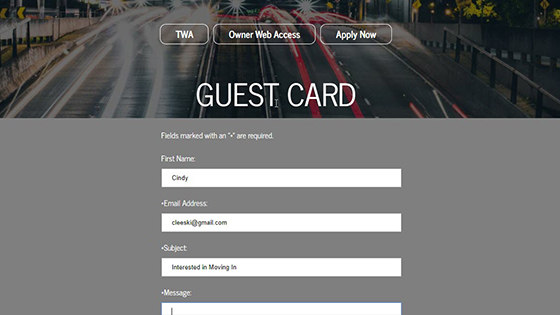 Guest Card Example