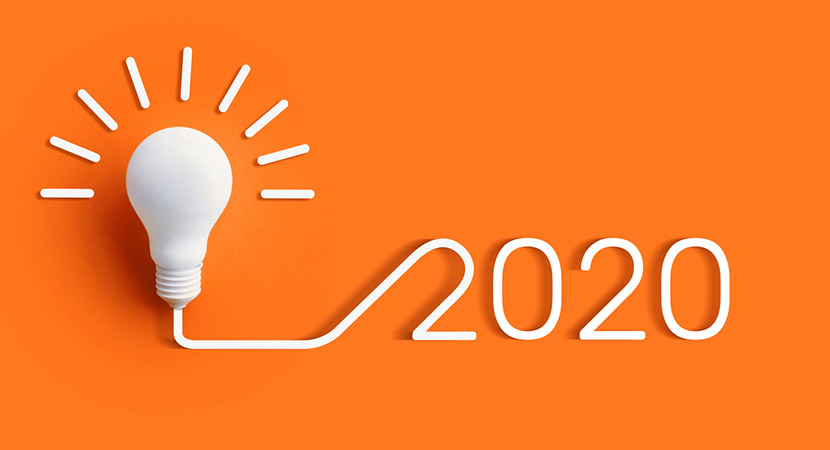 Lightbulb with 2020 written