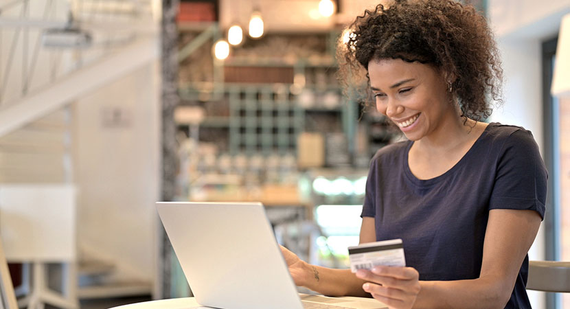 Woman making an online payment