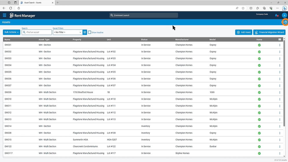 standard "assets" page with Help File button highlighted in top right corner